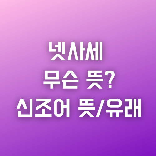 넷사세 무슨 뜻? (신조어 의미 알려줘+유래) 이미지 1