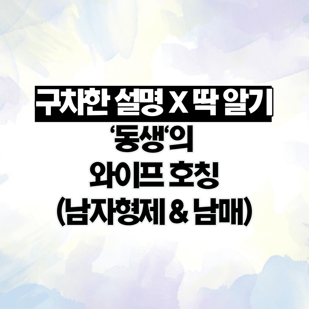 '동생'의 와이프 호칭 (남자형제 & 남매의 경우) 이미지 1