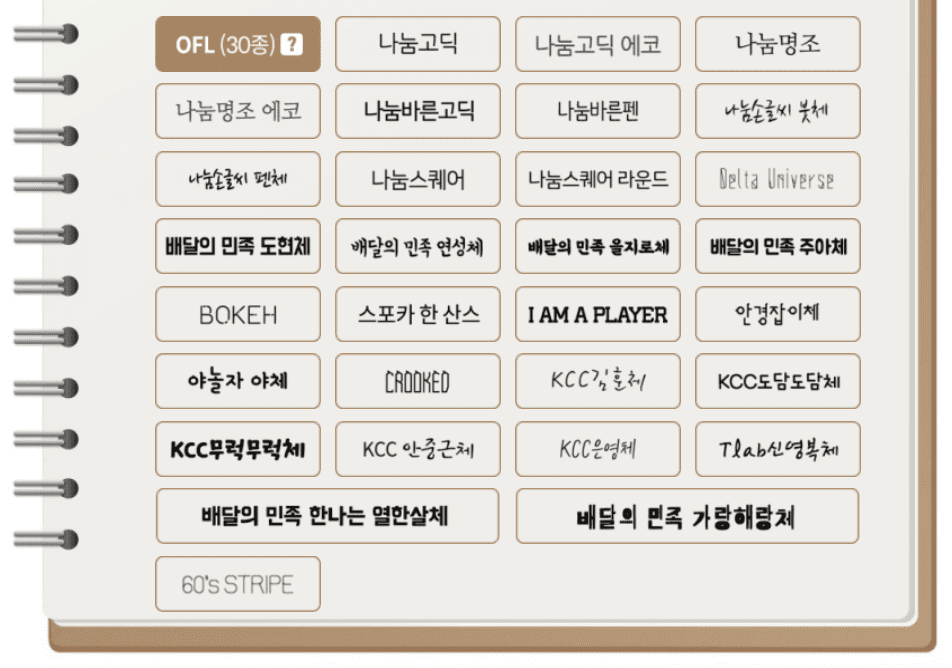안심글꼴 샘플
